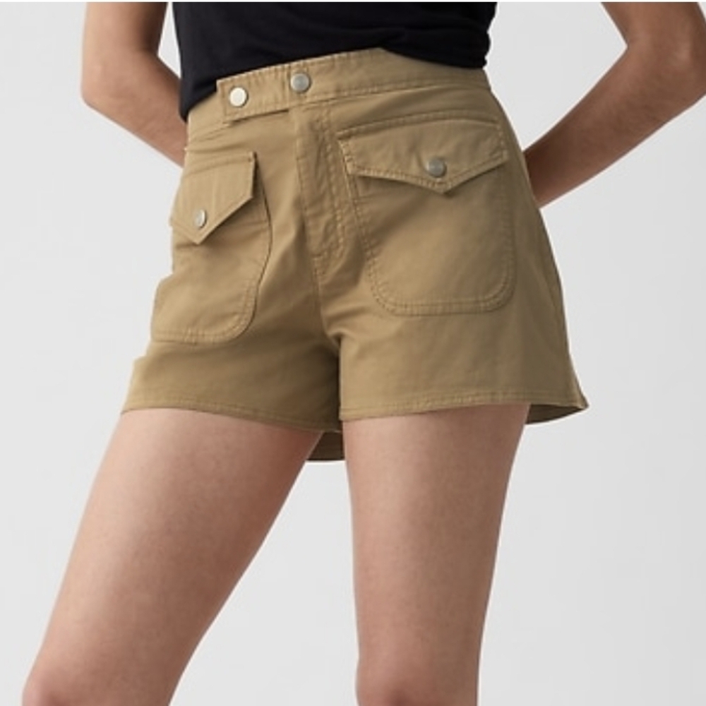 Gap 4” Downtown Khaki Utility Stretch Shorts 10T 10 Tall Dark Brown Tan